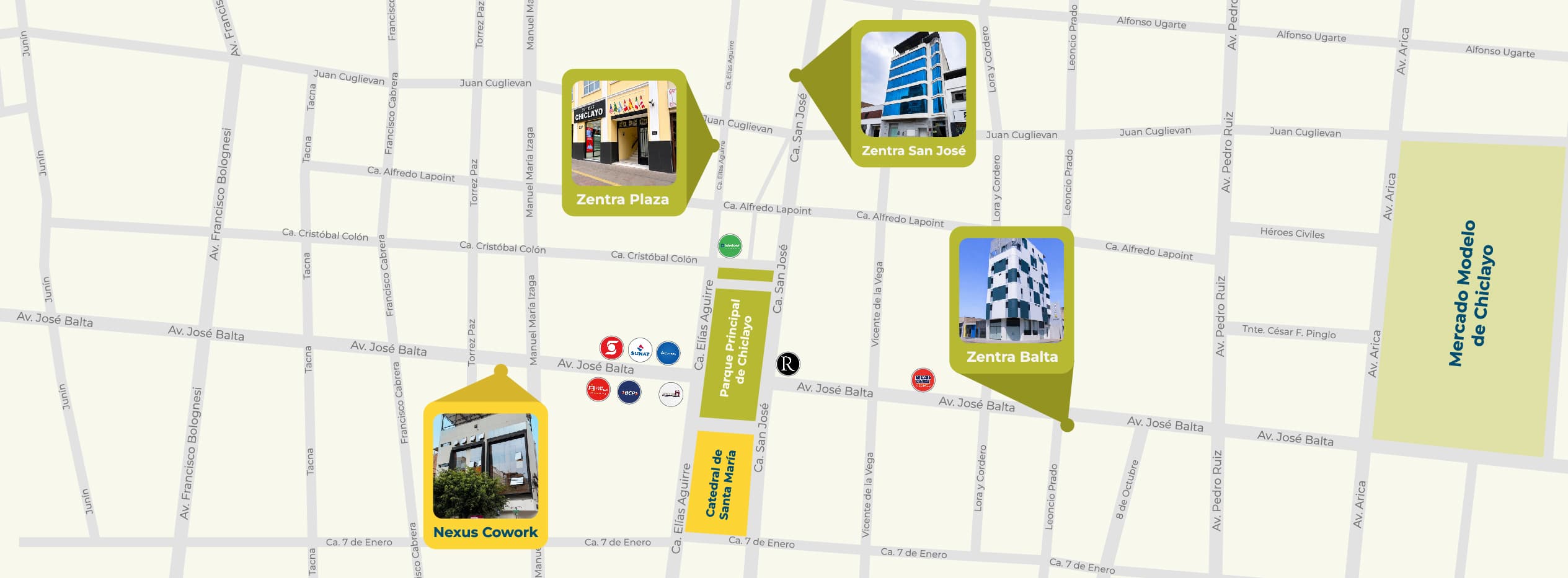 Croquis de ubicación de Zentra Hotel & Cowork