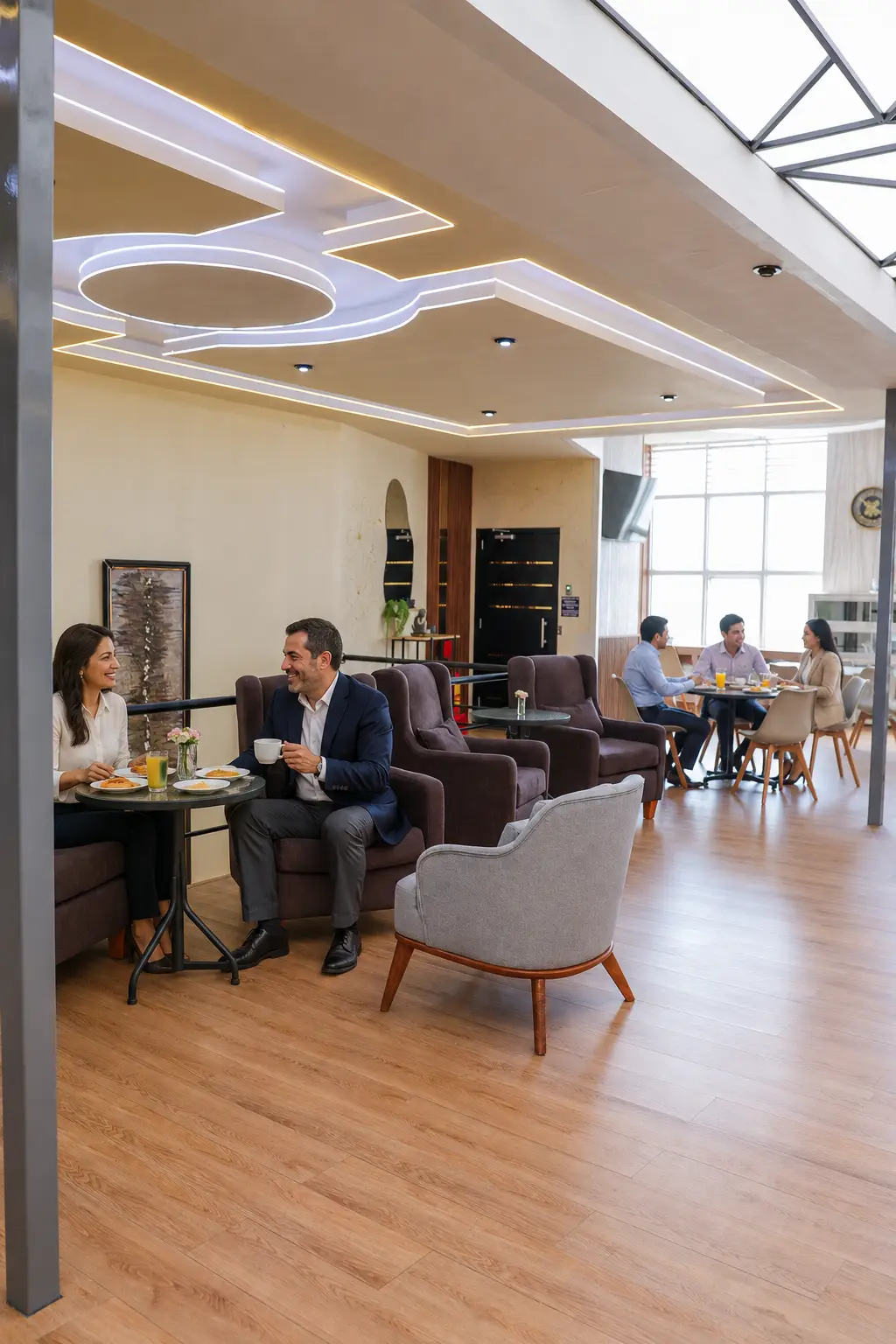 Habitación de Zentra Plaza con dos camas y zona de estudio.